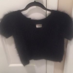 Cropped angora sweater